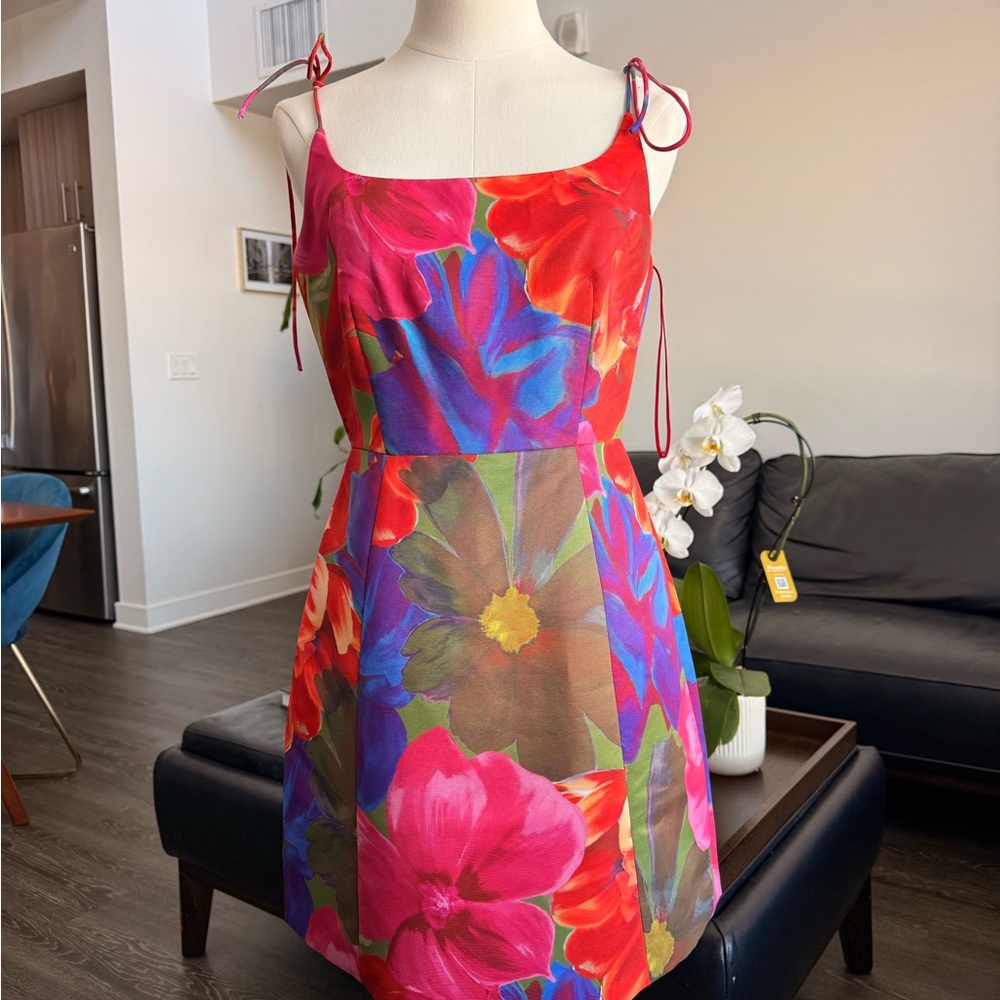 Ted Baker Floral Tie-Shoulder Mini Dress in Pink, Red, Blue